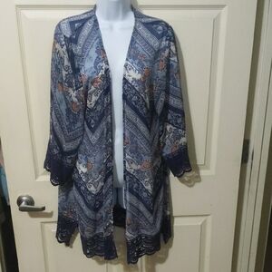 Rewind Blue Floral Kimono XL